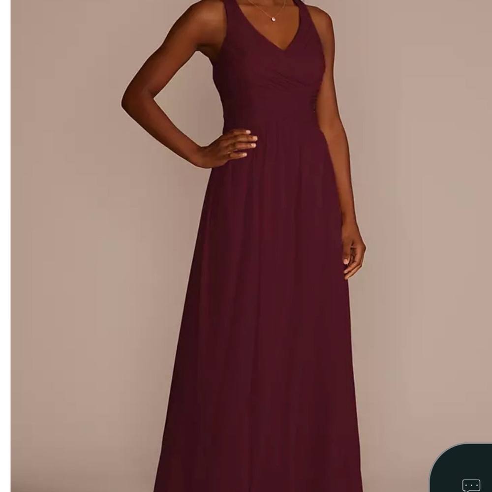 David's Bridal Deep Burgundy Maxi Dress